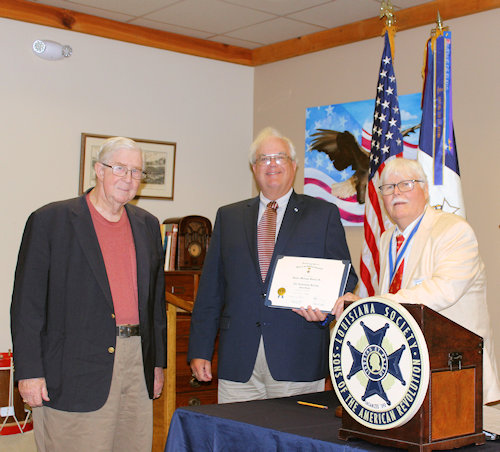 Jim Smilie was inducted into the SAR by President Compton and Charles Neal, Smilie's first-line sponsor.