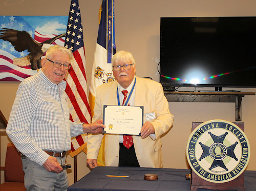 Lawrence Norlander was presented with the SAR War Service Medal.